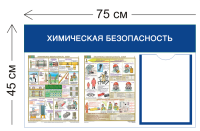 Стенд Химическая безопасность. Хлор 45х75см (1 карманА4 + 2 плаката)