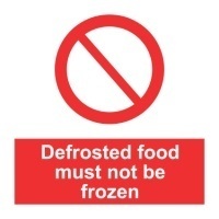 Знак Размороженные продукты не должны замораживаться снова ИМО (Defrosted food must not be frozen IMO)