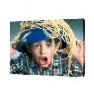 Картина на холсте Мальчик и спагетти 100х80 см