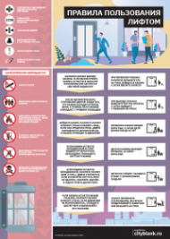 Плакат Правила пользования лифтом, 1 лист