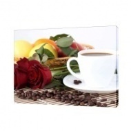 Картина на холсте Кофе и розы 100х80 см