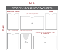 Стенд «Экологическая безопасность» (3 кармана А4 + 1 объемный карман А4 + 2 кармана А3)