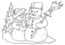 Новогодняя наклейка Два снеговика