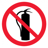 Запрещающий знак Запрещается использовать огнетушитель