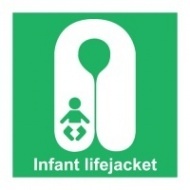 Знак Спасательный жилет для младенцев (с надписью), ИМО (Infants lifejacket IMO)