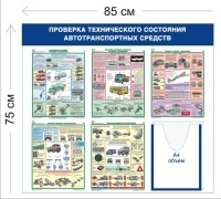 Стенд Проверка технического состояния автотранспортных средств 75х85см (1 объемный карман А4 + 5 плакатов)