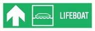 Знак Направление к спасательной шлюпке прямо ИМО (Lifeboat up. left arrow IMO)