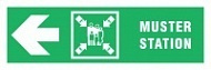 Знак Направление к пункту (месту) сбора налево ИМО (Muster station left IMO)