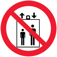 Запрещающий знак Запрещается пользоваться лифтом для подъема (спуска) людей P34