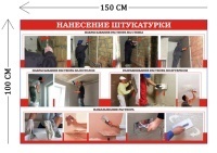 Стенд Нанесение штукатурки 100х150см (13 плакатов)