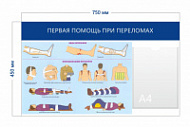 Стенд «Первая помощь при переломах» (1 карман А4 + 1 плакат)