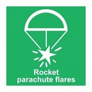 Знак Парашютная сигнальная ракета (с надписью), ИМО (Rocket parachute flares IMO)