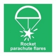 Знак Парашютная сигнальная ракета (с надписью), ИМО (Rocket parachute flares IMO)