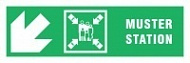 Знак Направление к пункту (месту) сбора налево вниз ИМО (Muster station left/down IMO)