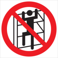 Знак Запрещается залезать на стеллажи