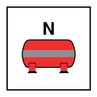 Знак Стационарная установка пожаротушения азотом (Fixed nitrogen fire extinguishing installation)