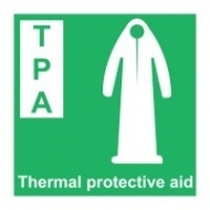 Знак Теплозащитный костюм (с надписью) ИМО (Thermal protective aid IMO)