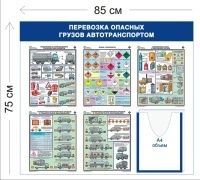 Стенд Перевозка опасных грузов автотранспортом 75х85см (1 объ. карман А4 + 5 плакатов)