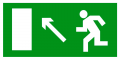 Эвакуационный знак Направление к эвакуационному выходу налево вверх E06