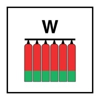 Знак Стационарная батарея водяного пожаротушения (Fixed water fire extinguishing battery)