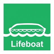 Знак Спасательная шлюпка (с надписью) ИМО (Lifeboat IMO)
