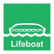 Знак Спасательная шлюпка (с надписью) ИМО (Lifeboat IMO)
