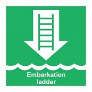Знак Посадочный штормтрап с надписью, ИМО (Embarkation ladder IMO)