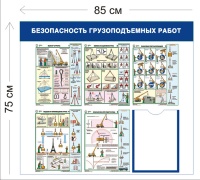 Стенд Безопасность грузоподъемных работ 75х85см (1 карман А4 + 5 плакатов)