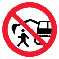 Запрещающий знак Запрещается находиться в рабочей зоне экскаватора