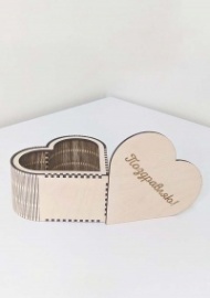 Подарочная коробка Сердце «Поздравляю!» 10,5*10,5*6 см из фанеры