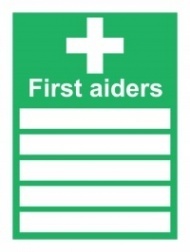 Знак Специалисты по оказанию первой помощи (вертикальный) ИМО (First aiders IMO)