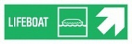 Знак Направление к спасательной шлюпке направо вверх ИМО (Lifeboat right/up IMO)