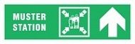Знак Направление к пункту (месту) сбора прямо ИМО (Muster station up. Right arrow IMO)