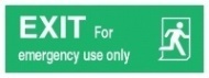 Знак Выход только для аварийного использования, направо ИМО (Exit for emergency use only, right IMO)