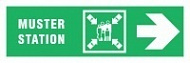 Знак Направление к пункту (месту) сбора направо ИМО (Muster station right IMO)
