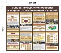 Стенд Основы гражданской обороны и защиты от ЧС 85х100см (8 плакатов)