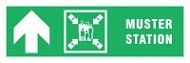 Знак Направление к пункту (месту) сбора прямо ИМО (Muster station up. Left arrow IMO)