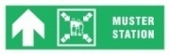 Знак Направление к пункту (месту) сбора прямо ИМО (Muster station up. Left arrow IMO)
