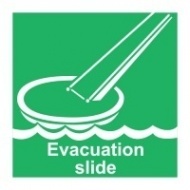Знак Скат для эвакуации с надписью, ИМО (Evacuation slide IMO)