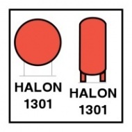 Знак Баллоны с галоном 1301, расположенные в защищенном помещении ИМО (Halon 1301 bottles in protected area IMO)