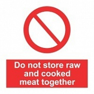 Знак Не храните сырое и вареное мясо вместе ИМО (Do not store raw and cooked meat together IMO)